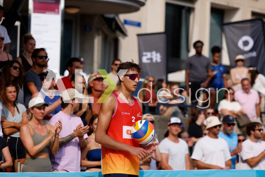 Obi BeachTour 2026 - Basel | BASEL, SWITZERLAND - JULY 19: LUC EMANUEL FLÜCKIGER (SUI) during the Obi BeachTour 2026 match between DILLIER / FLÜCKIGER (SUI) and BREER / KÄLIN (SUI) at Barfüsserplatz on July 19, 2026 in Basel, Switzerland. - Realisiert mit Pictrs.com