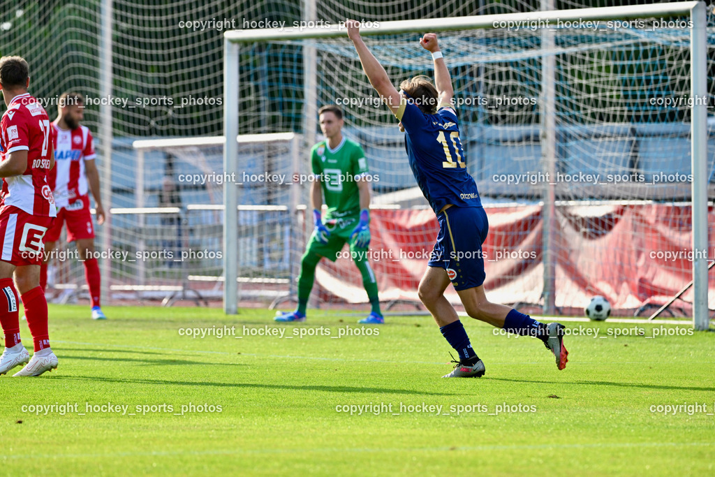 ATUS Velden vs. GAK | Jubel #10 Lukas Lausegger ATUS Velden, ATUS Velden vs. GAK, ATUS Velden vs. GAK am 26.07.2024 in Villach (Stadion Lind), Austria, (Photo by Bernd Stefan)