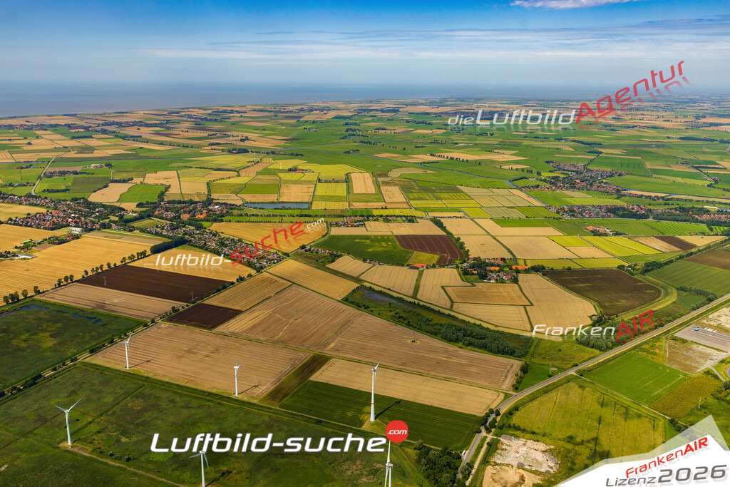 Schöne Luftaufnahme als Geschenk in Wybelsum Emden - Die Luftbildaufnahme wurde 2025 vom UL-Flugzeug heraus erstellt ( keine Drohne ) - Hochauflösende Luftaufnahme -Nicht vergleichbar mit Google Maps oder Satelittenbilder- Die Geschenkidee !Mit Lizenz und Bildrechte bestellbar