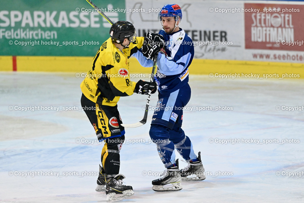 ESC Steindorf vs. EC Hornets Spittal 25.2.2024 | #81 Sivec Peter Paul EC Hornets Spittal, #77 Wuntschek Manuel ESC Steindorf, ESC Steindorf vs. EC Hornets Spittal 25.2.2024, ESC Steindorf vs. EC Hornets Spittal 25.2.2024 am 25.02.2024 in Steindorf (Ossiachersee Halle), Austria, (Photo by Bernd Stefan)