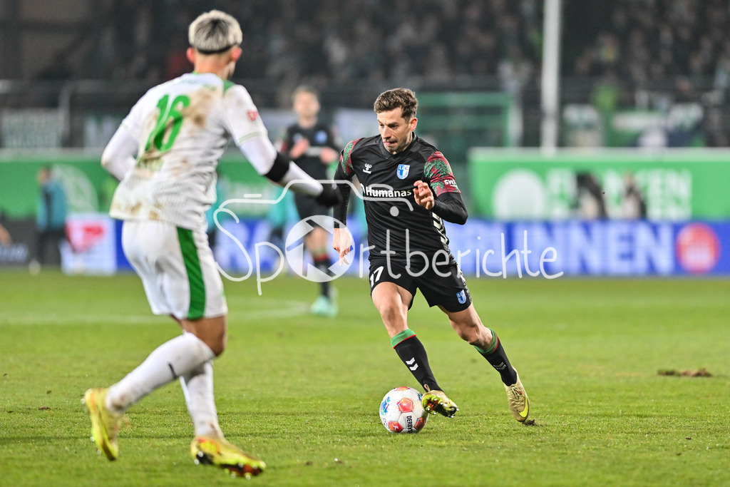 SpVgg Greuther Fürth - 1. FC Magdeburg | FUERTH, GERMANY - 06. FEBRUARY: am Ball Alexander NOLLENBERGER (1. FC Magdeburg 17) während dem Match zwischen der SpVgg Greuther Fürth und dem 1. FC Magdeburg am 21. Spieltag der 2. Bundesliga im Sportpark Ronhof Thomas Sommer