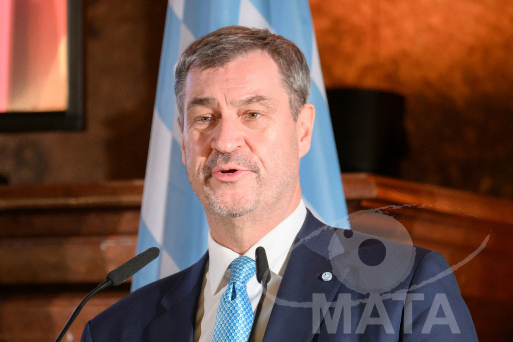 _DWA0682 | Bayerns Ministerpräsident Markus Söder (CSU) hält eine Rede in der Münchner Residenz bei der Verleihung des Ewald-von-Kleist-Preises.Der diesjährige Ewald-von-Kleist-Preis wird am Rande der Münchner Sicherheitskonferenz 2026 an das ukrainische Volk vergeben. München, 14.02.2026 Bayern Deutschland - Realisiert mit Pictrs.com