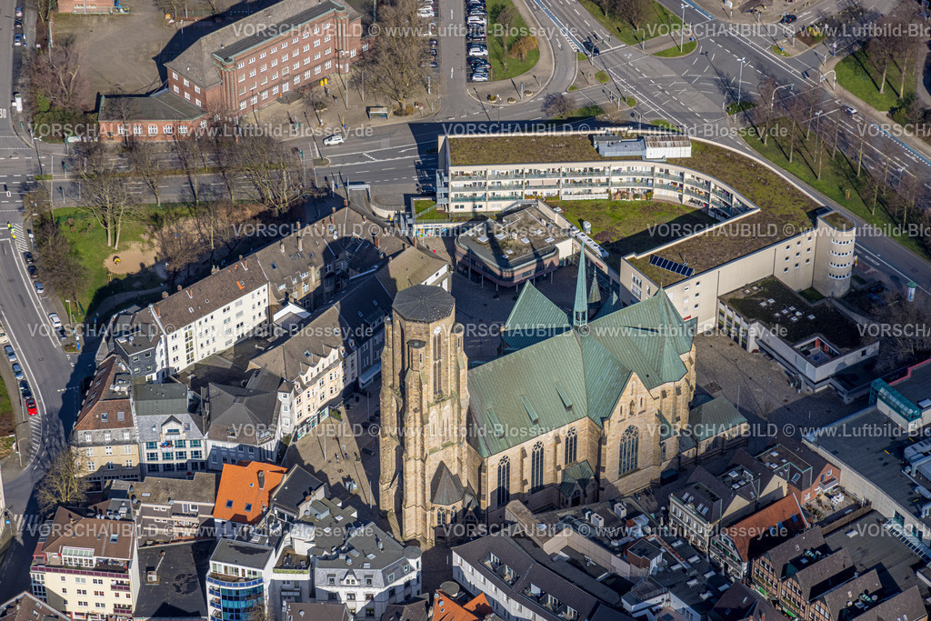 Gelsenkirchen230211344 | Luftbild, Probsteikirche Sankt. Urbanus, Domplatte, Buer, Gelsenkirchen, Ruhrgebiet, Nordrhein-Westfalen, Deutschland