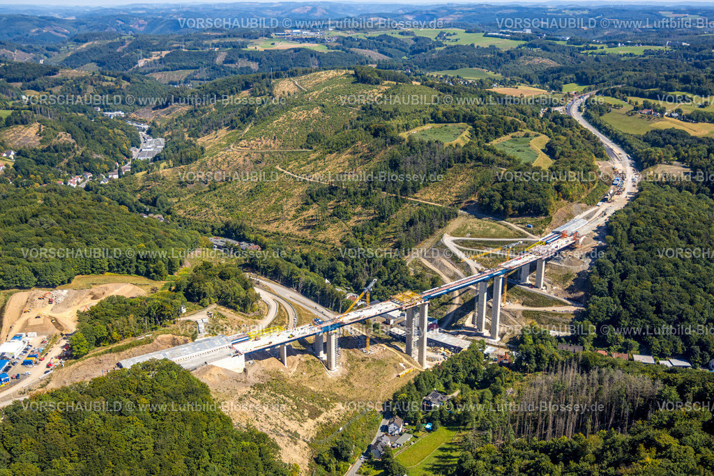 Luedenscheid250814246 | Luftbild, Großbaustelle der Rahmedetalbrücke der Autobahn A.45, Gevelndorf, Lüdenscheid, Sauerland, Nordrhein-Westfalen, Deutschland