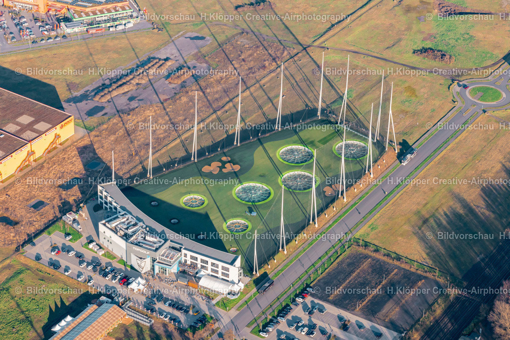 Luftbilder Oberhausen-6121 | Luftbild Topgolf Anlage im BusinessPark.O in Oberhausen - Realisiert mit Pictrs.com