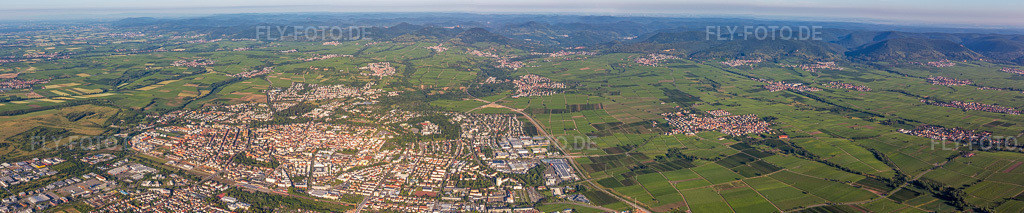 Luftbild: Panorama Perspektive Stadtgebiet mit Außenbezirken und Innenstadtbereich in der Pfalz im Ortsteil Queichheim in Landau im Bundesland Rheinland-Pfalz in Deutschland. Foto: IMG_007812.jpg vom 21.06.2020 durch Werner Riehm/FLY-FOTO.de