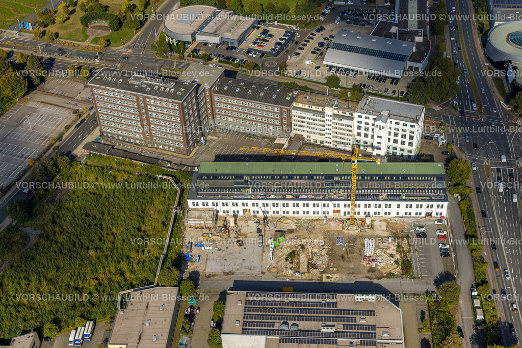 Essen241001113 | Luftbild, Baustelle im OPTI Gewerbepark, Westendstraße, Westviertel, Essen, Ruhrgebiet, Nordrhein-Westfalen, Deutschland