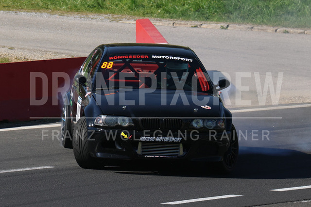 FIA European Hill Climb Championship – Rechberg 2026    | FIA European Hill Climb Championship at Rechberg, held from 24 to 26 April 2026 near Tulwitz, Styria, Austria. The image shows Florian KÖNIGSEDER (AUT) BMW E46 Turbo, drift and crash.     