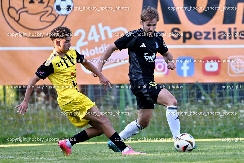 SV Arnoldstein vs. URC Thal Assling | #11 Mohamed Oumghar SV Arnoldstein, #17 Maximilian Ortner Thal Assling, SV Arnoldstein vs. URC Thal Assling, SV Arnoldstein vs. URC Thal Assling am 09.08.2025 in Arnoldstein (Waldparkstadion Arnoldstein), Austria, (Photo by Bernd Stefan)
