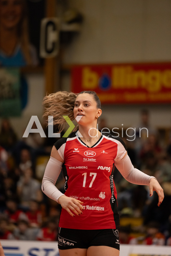 Volleyball I Frauen I Saison 2025-2026 I Volleyball NLA | Women I  Playoffs Finals 2/5 I  VC Kanti Schaffhausen - viteos NUC I  10.04.2026 | 17 Leana Zuvic (CH) (VC Kanti Schaffhausen) - Aussen - Realisiert mit Pictrs.com