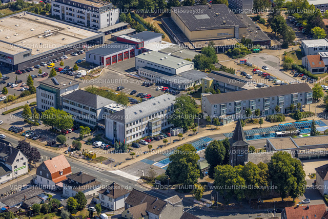 Sprockhoevel220808294 | Luftbild, Rathaus Sprockhövel, Haßlinghausen, Sprockhövel, Ruhrgebiet, Nordrhein-Westfalen, Deutschland