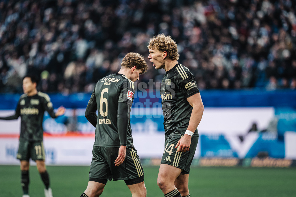 Fußball | Männer | Saison 2025/2026 | 1. Fußball-Bundesliga | 22. Spieltag | Hamburger SV vs. 1. FC Union Berlin | 14.02.2026 | Leopold Querfeld (#14, 1. FC Union Berlin) feuert sein Team an