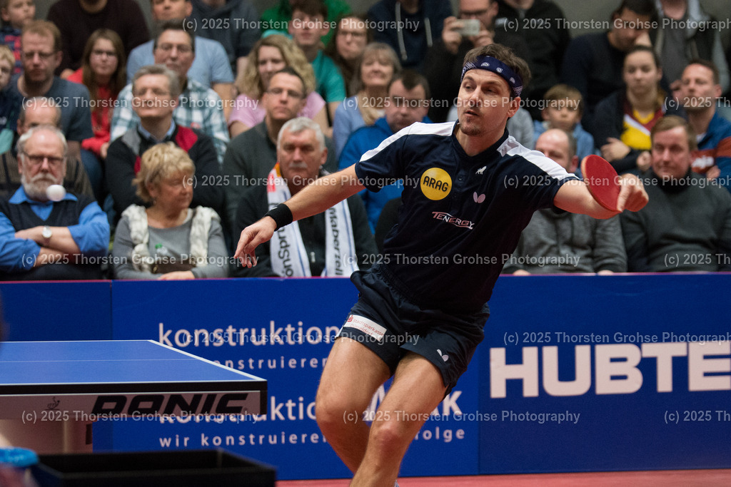 TTBL TTC Fulda-Maberzell vs. Borussia Duesseldorf | Timo BOLL (Borussia Duesseldorfl); TTBL TTC Fulda-Maberzell vs. Borussia Duesseldorf, Tischtennis-Bundesliga - 12. Spieltag am 21.01.2018 in der Hubtex Arena in Fulda, (Deutschland) - Realisiert mit Pictrs.com