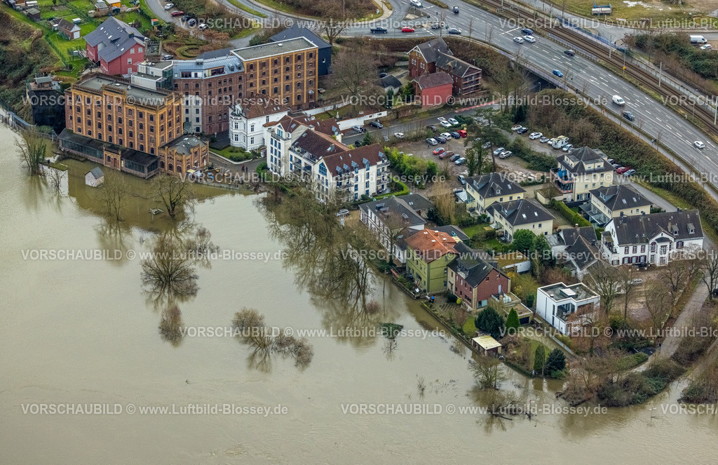 Hattingen231202312Ruhr | Luftbild, Ruhrhochwasser, Weihnachtshochwasser 2023, starke Regenfälle,  Baak, Hattingen, Ruhrgebiet, Nordrhein-Westfalen, Deutschland