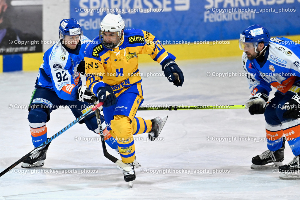 ESC SPARKASSE STEINDORF vs. EHC Althofen | #92 Ratz Patrick ESC Steindorf, #11 Witting Samuel EHC Althofen, #43 Oraze Martin ESC Steindorf, ESC SPARKASSE STEINDORF vs. EHC Althofen, ESC SPARKASSE STEINDORF vs. EHC Althofen am 06.03.2026 in Steindorf (Ossiachersee Halle), Austria, (Photo by Bernd Stefan)