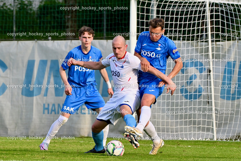 SAK Klagenfurt vs. SVG Bleiburg | #17 Jan Sasa Ogris-Martic SAK, #6 Nikola Tolimir SVG Bleiburg, #14 Luka Gajic SAK, SAK Klagenfurt vs. SVG Bleiburg, SAK Klagenfurt vs. SVG Bleiburg am 11.05.2024 in Klagenfurt (Sportpark Welzenegg), Austria, (Photo by Bernd Stefan)