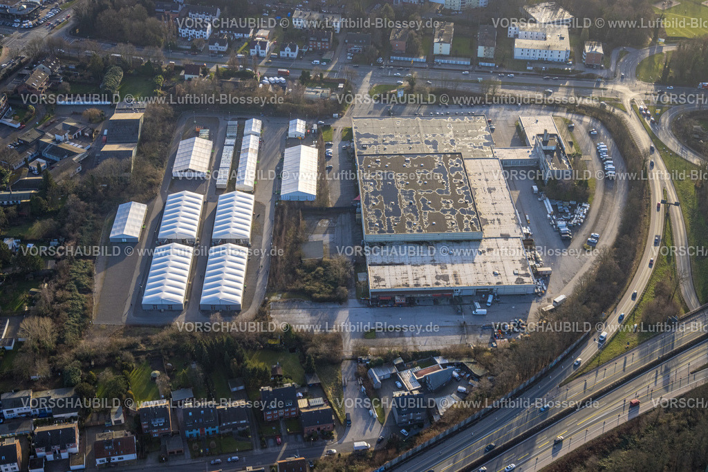 Herne240104052 | Luftbild, Zeltstadt Flüchtlingsdorf Wasserstraße, Baukau-West, Herne, Ruhrgebiet, Nordrhein-Westfalen, Deutschland