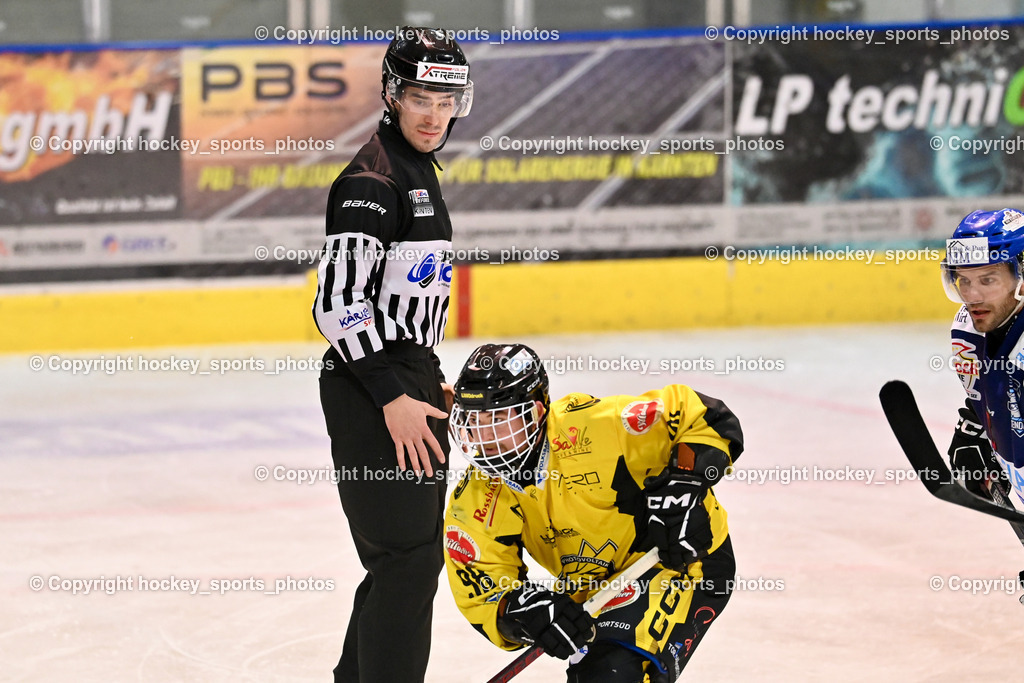 ESC Steindorf vs. MET PHOTOVOLTAIK HORNETS SPITTAL | PUFF Wolfgang Referee, #98 Thalhammer Dominic EC Hornets Spittal, ESC Steindorf vs. MET PHOTOVOLTAIK HORNETS SPITTAL, ESC Steindorf vs. MET PHOTOVOLTAIK HORNETS SPITTAL am 26.10.2024 in Steindorf (Ossiachersee Halle), Austria, (Photo by Bernd Stefan)