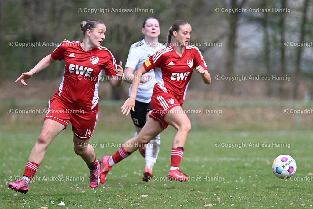 Fußball I Frauen I Saison 2024-25 I Oberliga I FC Jesteburg-Bendestorf - SpVg Aurich Frauen I 13.4.2025 | a-hannig - Realisiert mit Pictrs.com