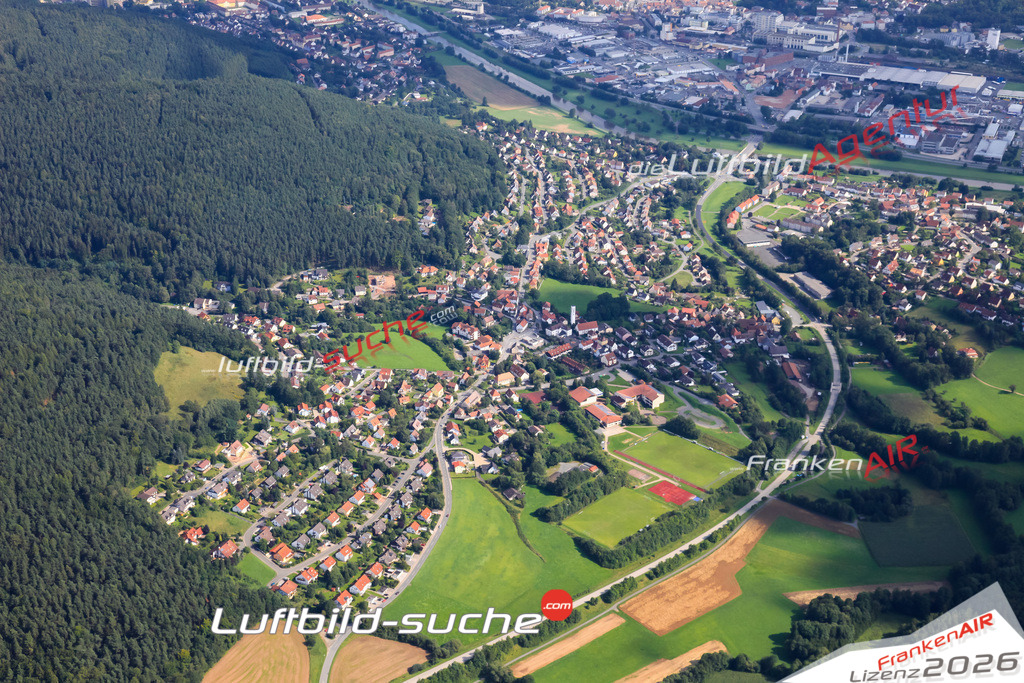 Die Luftaufnahme Ziegelhuetten - Kulmbach wurde vom UL-Flugzeug (keine Drohne) aus fotografiert.Hohe Druck- Auflösung-die Geschenkidee!