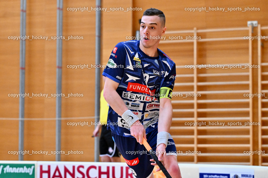VSV Unihockye vs. KAC Floorball | #19 Philipp Seiser VSV Unihockey, VSV Unihockye vs. KAC Floorball, VSV Unihockye vs. KAC Floorball am 13.04.2025 in Villach (Ballspielhalle St. Martin), Austria, (Photo by Bernd Stefan)