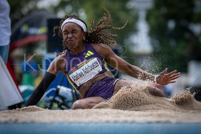 Juniorengala 2026; Mannheim, 14.06.2026 | MANNHEIM, GERMANY - JUNE 14, 2026 :  Ndubueze Oluchi Abelwe (RSA/South Africa) competing in the women’s long jump during the Juniorengala 2026 at Michael-Hoffmann-Stadion on June 14, 2026 in Mannheim, Germany.