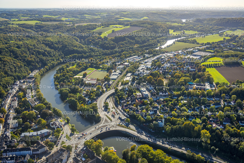 Essen221000460 | Luftbild, Ortsansicht Werden und Fluss Ruhr, Ruhrbrücke, Werden, Essen, Ruhrgebiet, Nordrhein-Westfalen, Deutschland