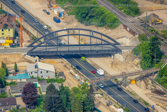 Herne240500443 | Luftbild, Brückenbau über die Autobahn A42 und Bahnlinie, Cranger Straße am Autobahnkreuz Herne, Baukau-West, Herne, Ruhrgebiet, Nordrhein-Westfalen, Deutschland