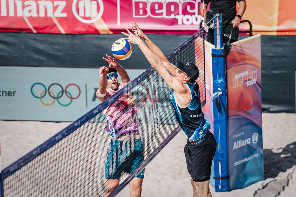 Beachvolleyball | Männer  | Allianz German Beach Tour 2024 | Tourstop Kühlungsborn | 10.08.2024 | v.l. Manuel Harms gegen Robin Sowa