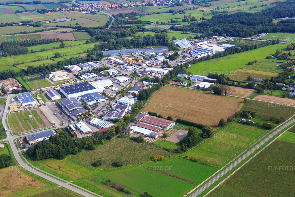 Luftbild: Industriegebiet Horst aus Westen im Ortsteil Minderslachen in Kandel im Bundesland Rheinland-Pfalz in Deutschland.Foto: IMG_072793.jpg vom 19.09.2014 durch Werner Riehm/FLY-FOTO.deAuflösung des Originals: 5472 x 3648 px