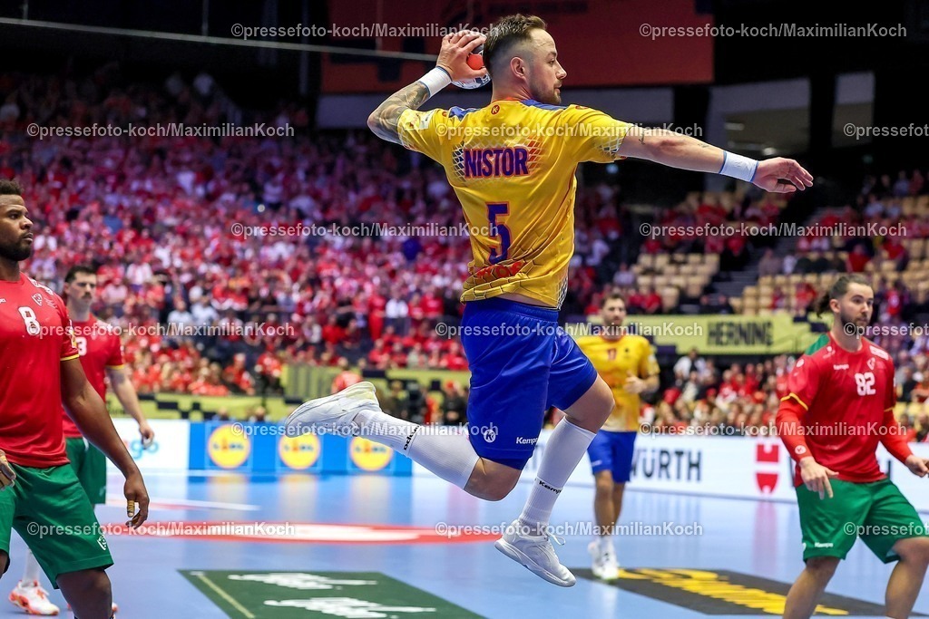 EHF16012601100 | 16.01.2026, Handball, Men's EHF EURO 2026, Portugal - Rumänien, Jyske Bank Boxen in Herning, Dänemark, Preliminary Round:  Ionut Nistor Ionita (Romania #05) 