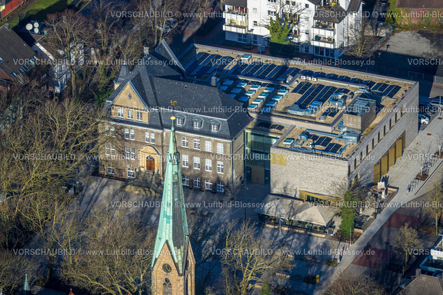 Holzwickede240100584 | Luftbild, historisches Rathaus mit Erweiterungsneubau, Holzwickede, Ruhrgebiet, Nordrhein-Westfalen, Deutschland