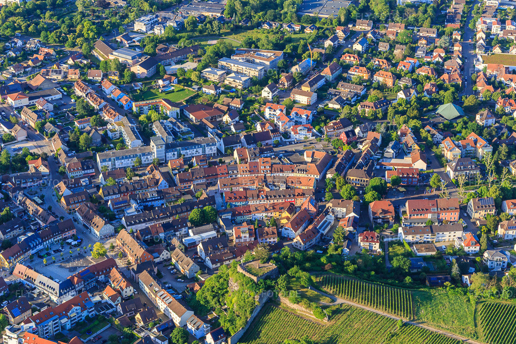 Luftbild: Ortszentrum unterm Eckartsberg in Breisach am Rhein im Bundesland Baden-Württemberg in Deutschland. Foto: IMG_147835.jpg vom 30.05.2025 durch Werner Riehm/FLY-FOTO.de