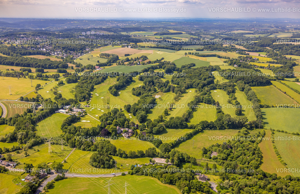 Velbert250600840Neviges | Luftbild, Golf-Club Bergisch Land Wuppertal e.V., Golfwiese und grüne Bäume, Untensiebeneick, Velbert, Ruhrgebiet, Nordrhein-Westfalen, Deutschland