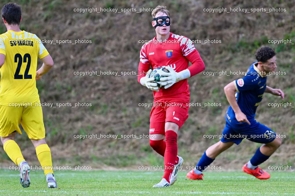 SV Malta vs. ATUS Velden | #22 Martin Weber SV Malta, #1 Sascha Thaler SV Malta, SV Malta vs. ATUS Velden, SV Malta vs. ATUS Velden am 19.08.2025 in Malta (Sportplatz Malta), Austria, (Photo by Bernd Stefan)