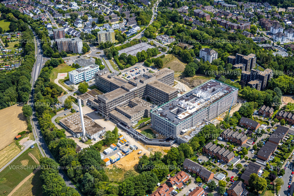 Velbert220803209 | Luftbild, Baustelle mit Neubau am Helios Klinikum Niederberg, Velbert, Ruhrgebiet, Nordrhein-Westfalen, Deutschland