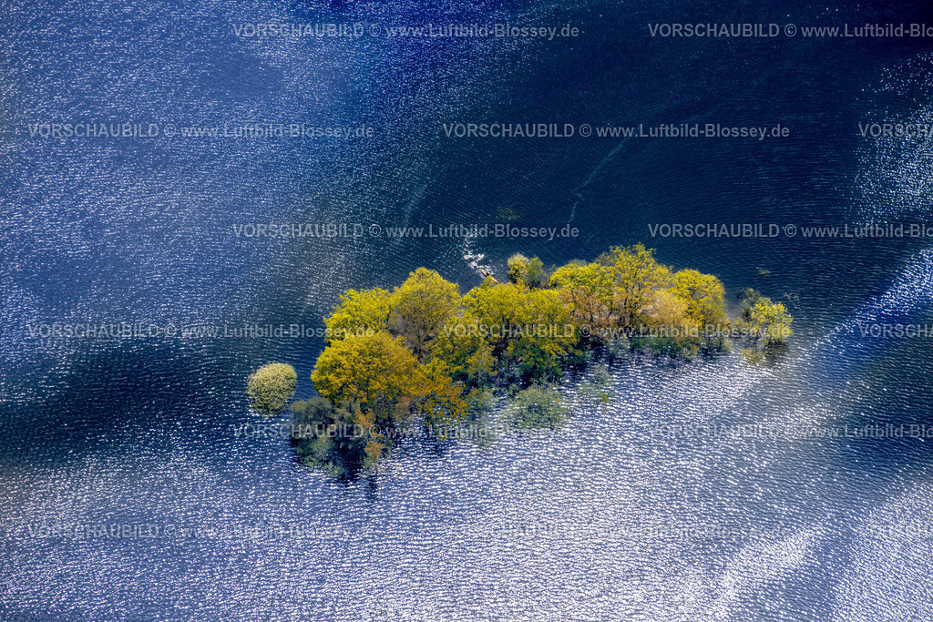 Heimrath240501915Rursee | Luftbild, Rursee Rurtalsperre mit bewaldeter Insel vor der Halbinsel Eschauel, Kajakfahrer in einer Bucht, Nationalpark Eifel, Schmidt, Nideggen, Nordrhein-Westfalen, Deutschland