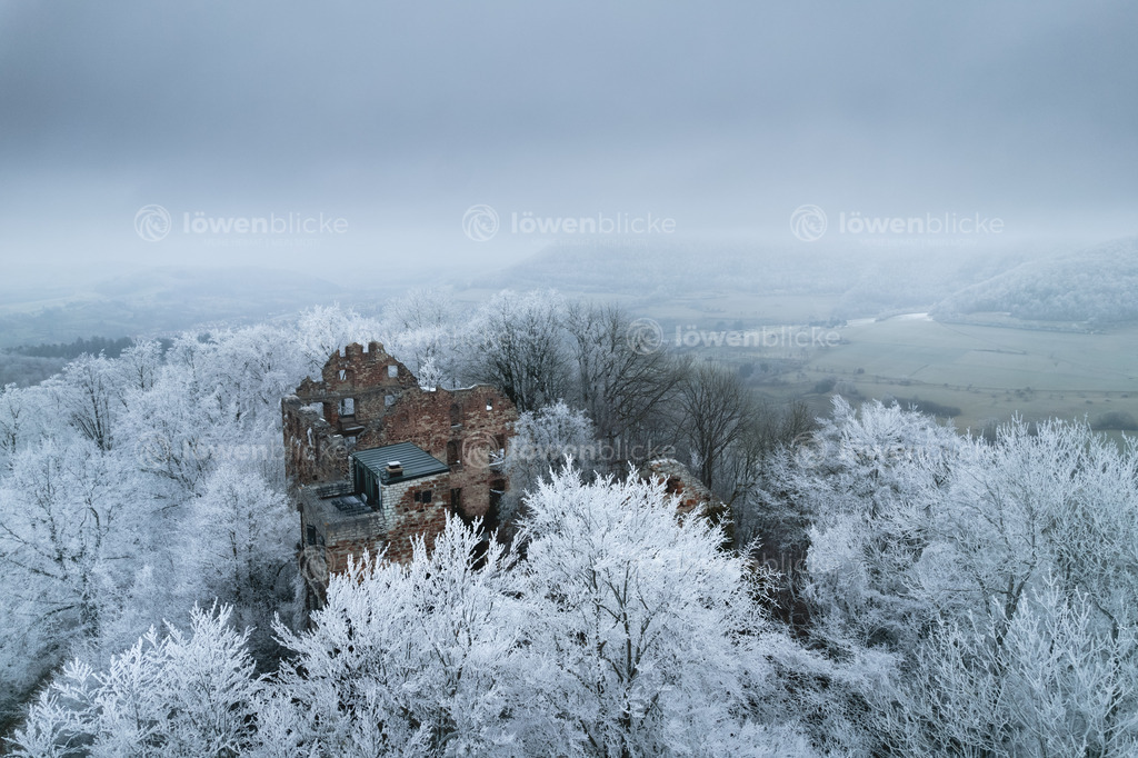 Burg Scharfenberg im Winter bei Nebel und Eis | löwenblicke | shop