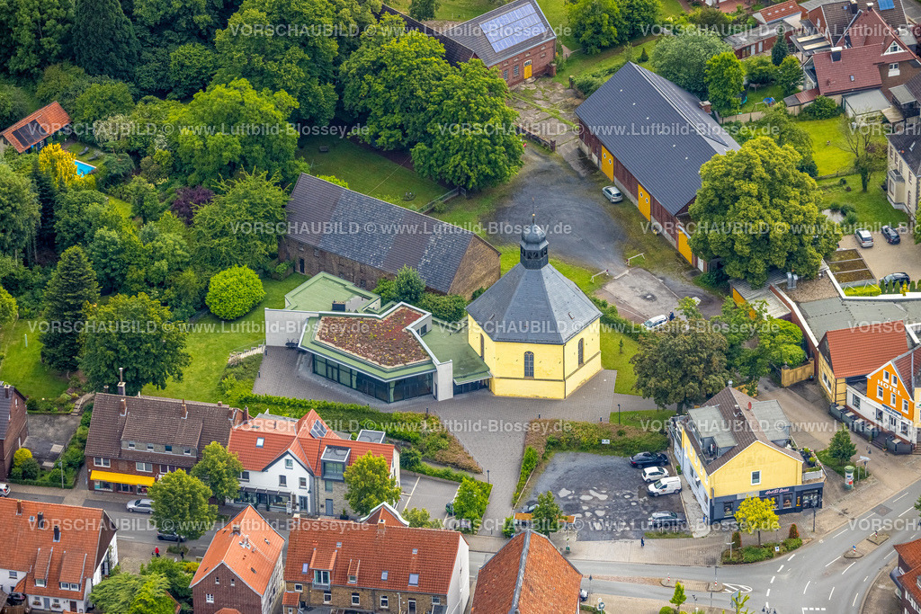 Hamm220602347 | Luftbild, evang. Kirche Rhynern, Rhynern, Hamm, Ruhrgebiet, Nordrhein-Westfalen, Deutschland