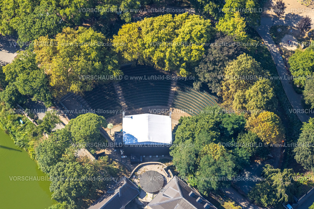 Dinslaken220806496 | Luftbild, Freilichtbühne Burgtheater Dinslaken und Ententeich, am Schloss, Dinslaken, Ruhrgebiet, Nordrhein-Westfalen, Deutschland