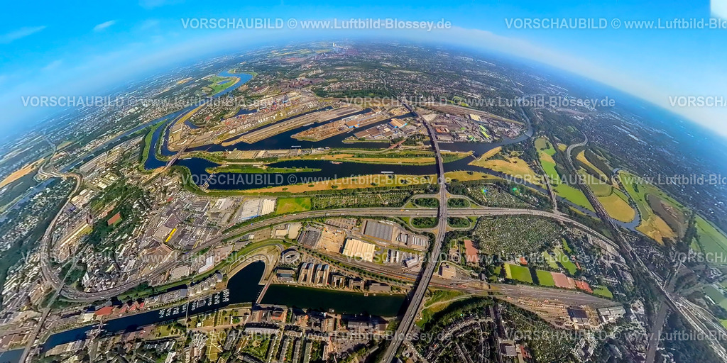 Duisburg230790191_DuisburgerHafen | Luftbild, Duisburger Hafen, duisport, Ölinsel, Kohleninsel, Schrottinsel, Erdkugel, Fisheye Aufnahme, Fischaugen Aufnahme, 360 Grad Aufnahme, tiny world, Ruhrort, Duisburg, Ruhrgebiet, Nordrhein-Westfalen, Deutschland