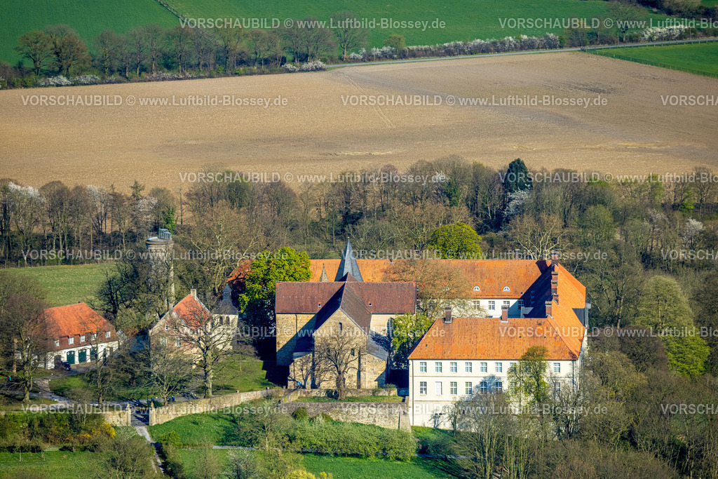 Selm250404473 | Luftbild, Schloss Cappenberg, LWL-Museum für Kunst und Kultur mit kath. Stiftskirche Cappenberg Evangelist St. Johannes, Cappenberg, Selm, Münsterland, Nordrhein-Westfalen, Deutschland