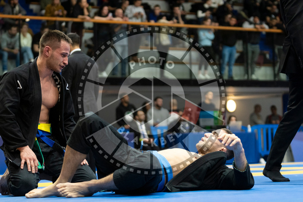 20240121PBB5198 | Fighters compete during the second day of the IBJJF European Championship in Paris, France, on January 21, 2024.