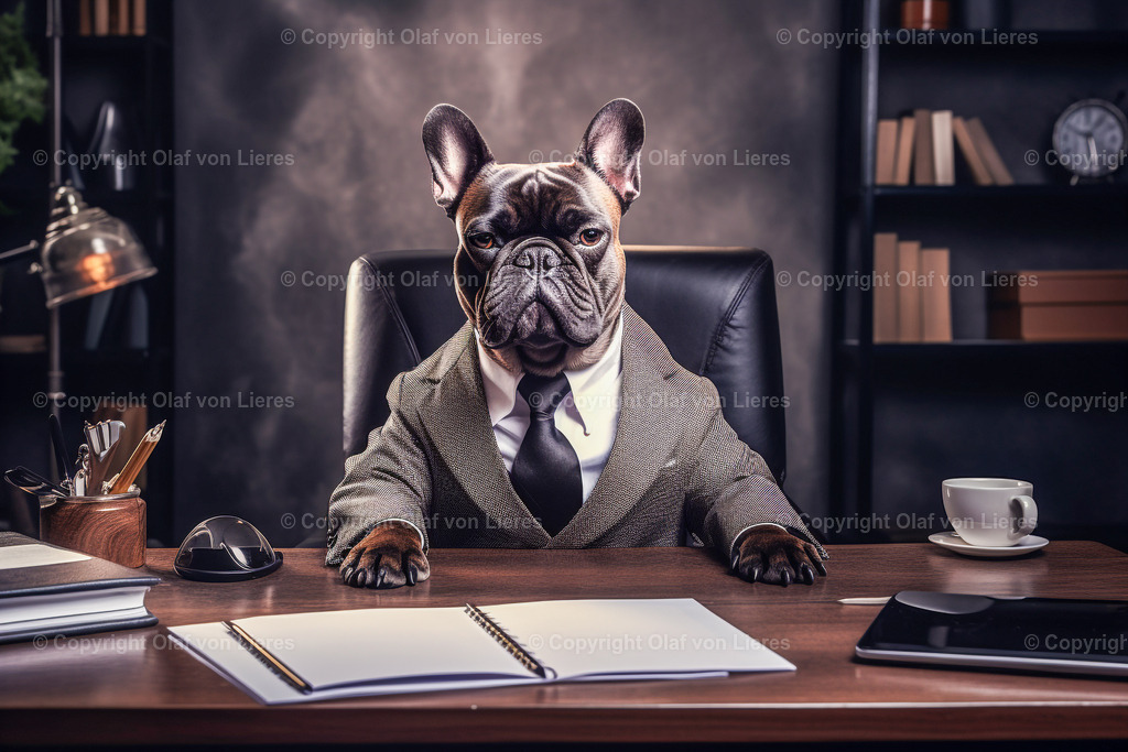 Bulldogge schwarz Business | schwarzer Mops im Anzug