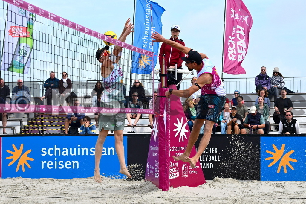 KBS Picture_Rock-The-Beach_Beachvollyball_077 | v.l. Wolf Georg (Eintracht Spontent) , Erdmann Jonathan (1. Beachclub Kiel) ,Rock the Beach - die Nationale Beach-Vollyball Serie mit Festival-Charakter auf der Sandbank Strand in Ording vom 04.07. - 06.07.2025 , Qualifikation zur Deutschen Meisterschaft , - Realisiert mit Pictrs.com
