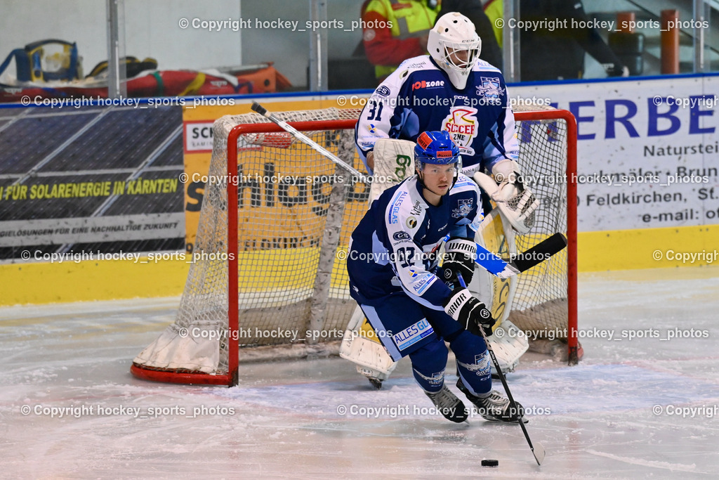 ESC Steindorf vs. EC Hornets Spittal 25.2.2024 | #92 Ratz Patrick ESC Steindorf, #31 Steiner Paul ESC Steindorf, ESC Steindorf vs. EC Hornets Spittal 25.2.2024, ESC Steindorf vs. EC Hornets Spittal 25.2.2024 am 25.02.2024 in Steindorf (Ossiachersee Halle), Austria, (Photo by Bernd Stefan)