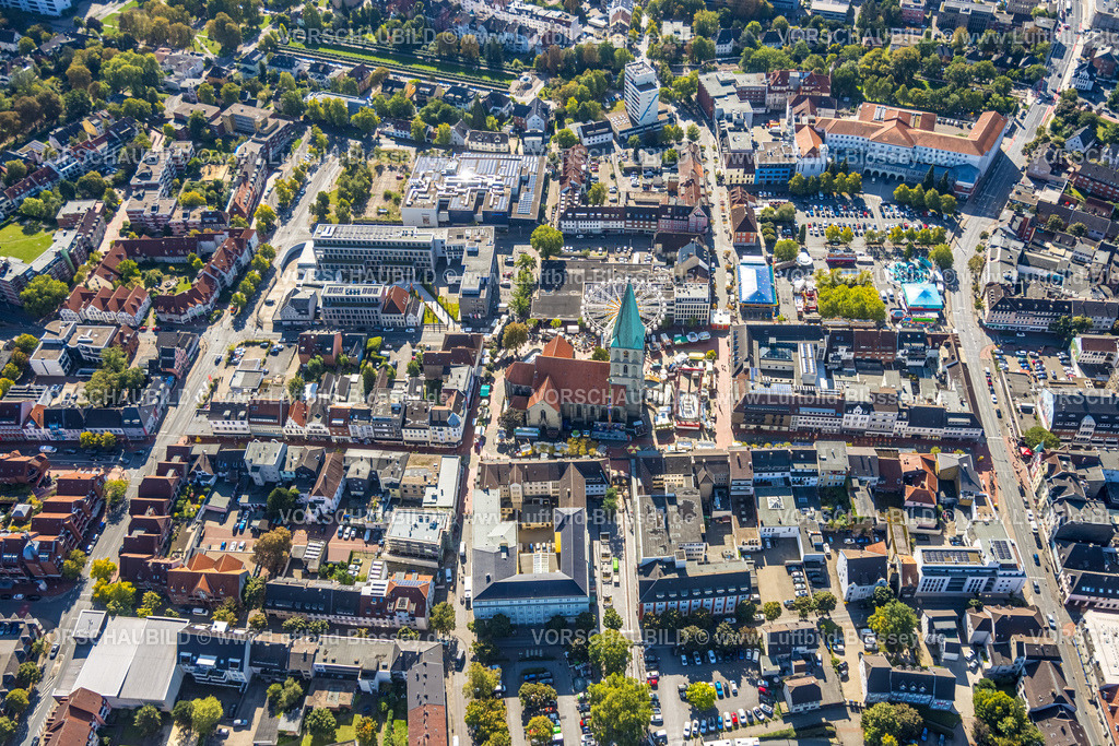 Hamm250901845 | Luftbild, City Innenstadtansicht mit evang. Pauluskirche, Stadtfest mit Riesenrad, Mitte, Hamm, Ruhrgebiet, Nordrhein-Westfalen, Deutschland