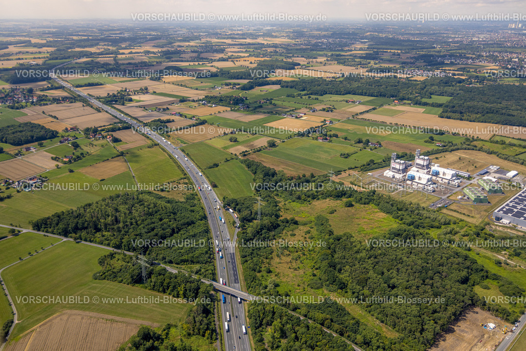 Hamm250702364Uentrop | Luftbild, Autobahn A2 mit LKW Rastplatz Im großen Klei, Wiesen in Felder in Uentrop, Brücke Frielinghauser Straße, Hamm, Ruhrgebiet, Nordrhein-Westfalen, Deutschland