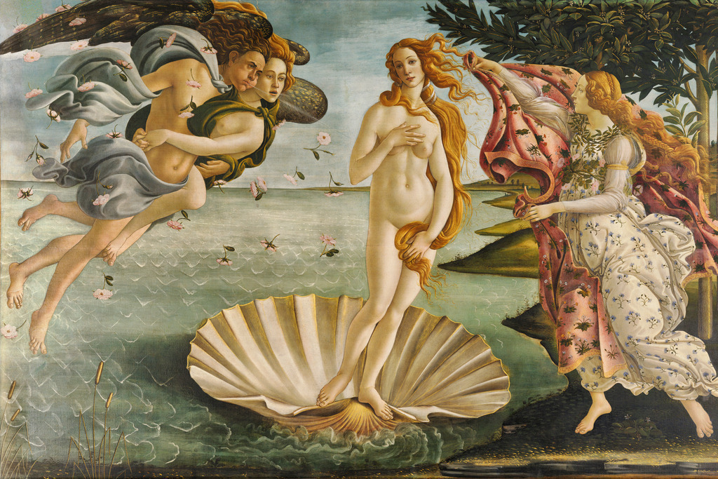 Sandro Botticelli - Die Geburt der Venus | Moderne Wandbilder auf Leinwand, Acylglas, Alu-Dibond oder als Poster. Tauchen Sie ein in die Welt KI-generierter Kunstwerke - entdecken Sie hochwertige Kunstdrucke unserer Gemälde, Illustrationen und fotorealistischen Motive.