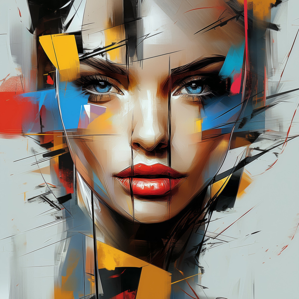 2506006 - Fragmentiertes Porträt | Ausdrucksstarkes weibliches Porträt in geometrischen Fragmenten – zwischen Präzision, Emotion und moderner Formsprache.  Wähle Format und Ausführung ganz einfach über "Bestellen".